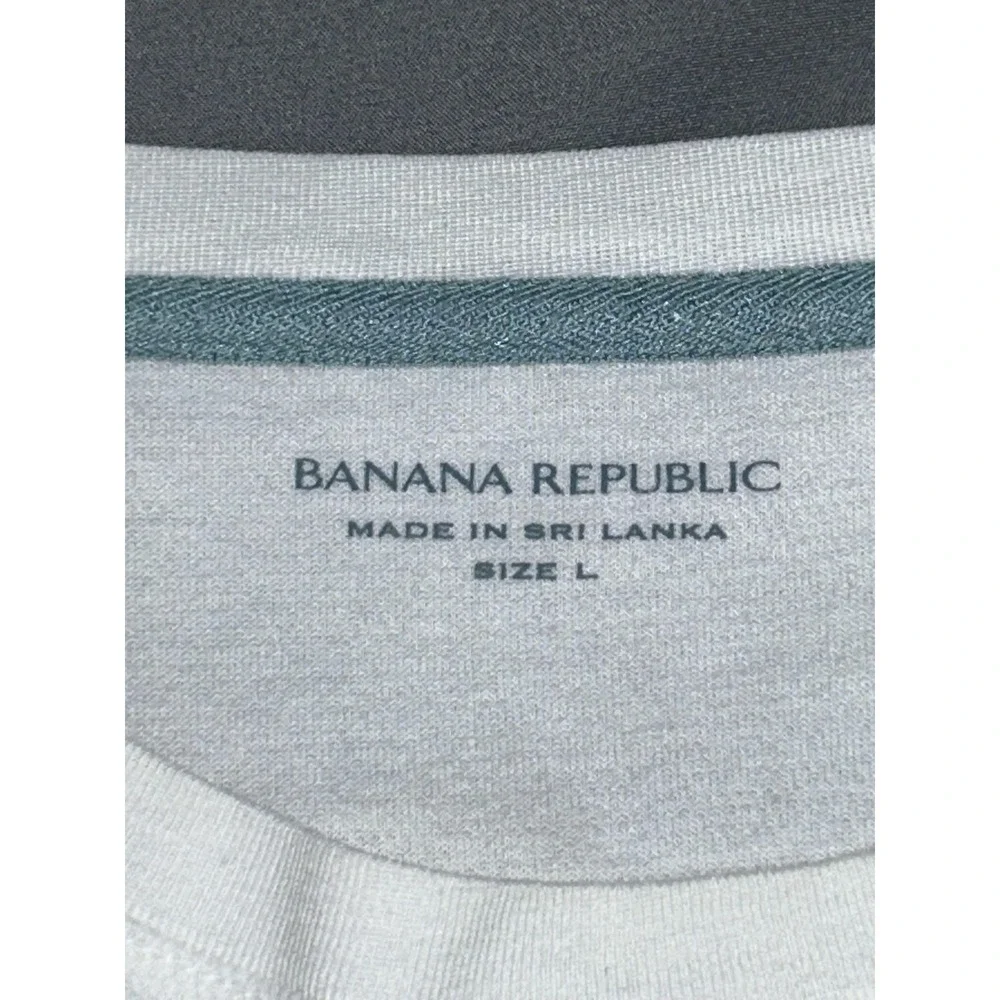 Banana Republic Shirt Mens Large White Long Sleeve Tagless‎ Crewneck Casual Tee